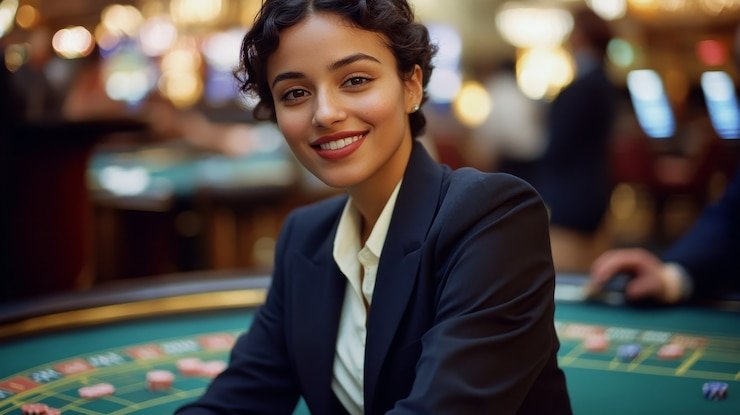 Mobile device showing live blackjack game on jiligem Casino